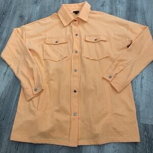 Coco + Carmen Shacket Top Womens Sz L/XL Peach Full Snap Light Sweatshirt